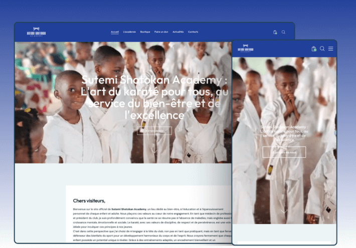 Première section du site web de Sutemi Shotokan Academy par OpenDev